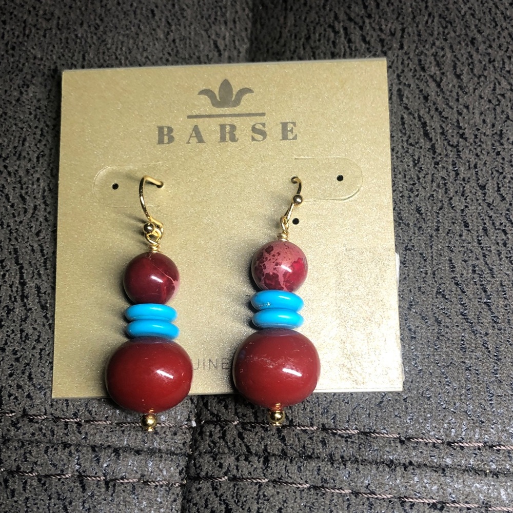 Studio Barse Red and Turquoise Dangle Earrings